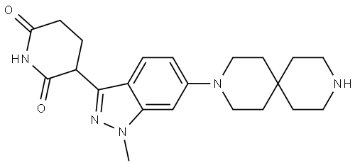 3-[6-(3,9-diazaspiro[5.5]undecan-3-yl)-1-methyl-indazol-3-yl]piperidine-2,6-dione Struktur