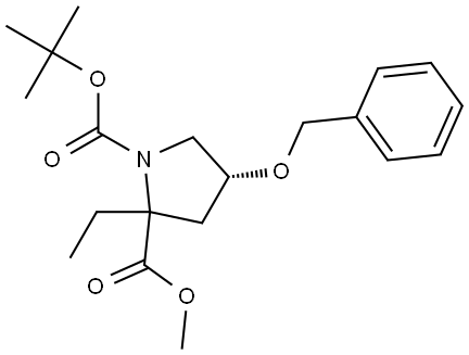 1-(tert-butyl) 2-methyl (4R)-4-(benzyloxy)-2-ethylpyrrolidine-1,2-dicarboxylate Struktur