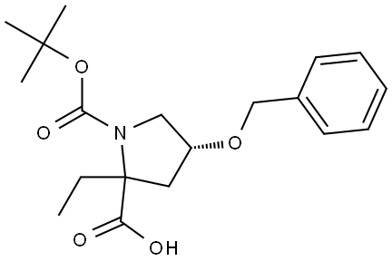 (4R)-4-(benzyloxy)-1-(tert-butoxycarbonyl)-2-ethylpyrrolidine-2-carboxylic acid Struktur