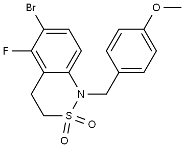6-Bromo-5-fluoro-1-(4-methoxybenzyl)-3,4-dihydro-1H-benzo[c][1,2]thiazine 2,2-dioxide Struktur