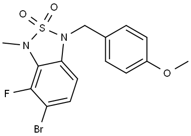 5-Bromo-4-fluoro-1-(4-methoxybenzyl)-3-methyl-1,3-dihydrobenzo[c][1,2,5]thiadiazole 2,2-dioxide Struktur