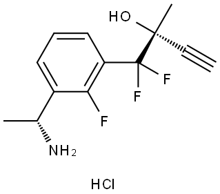 (R)-1-(3-((R)-1-Aminoethyl)-2-fluorophenyl)-1,1-difluoro-2-methylbut-3-yn-2-ol hydrochloride Struktur