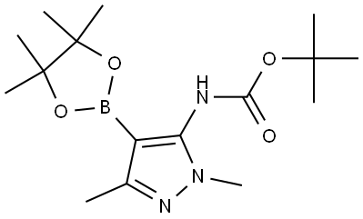 tert-Butyl (1,3-dimethyl-4-(4,4,5,5-tetramethyl-1,3,2-dioxaborolan-2-yl)-1H-pyrazol-5-yl)carbamate Struktur