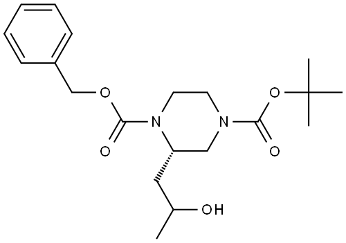 (2S)-1-Benzyl 4-tert-butyl 2-(2-hydroxypropyl)piperazine-1,4-dicarboxylate Struktur