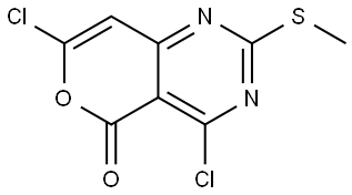 4,7-Dichloro-2-(methylthio)-5H-pyrano[4,3-d]pyrimidin-5-one Struktur
