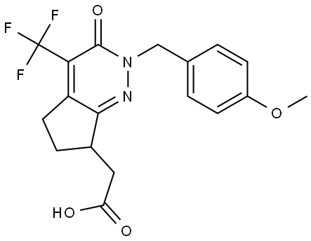 2-(2-(4-Methoxybenzyl)-3-oxo-4-(trifluoromethyl)-3,5,6,7-tetrahydro-2H-cyclopenta[c]pyridazin-7-yl)acetic acid Struktur