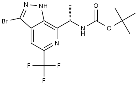 tert-Butyl (S)-(1-(3-bromo-5-(trifluoromethyl)-1H-pyrazolo[3,4-c]pyridin-7-yl)ethyl)carbamate Struktur