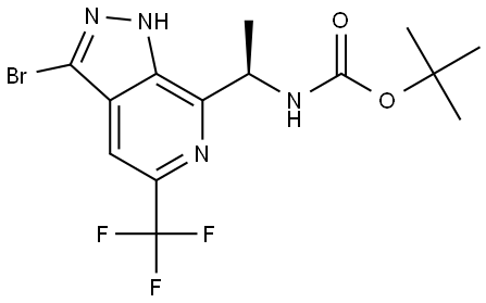 tert-Butyl (R)-(1-(3-bromo-5-(trifluoromethyl)-1H-pyrazolo[3,4-c]pyridin-7-yl)ethyl)carbamate Struktur