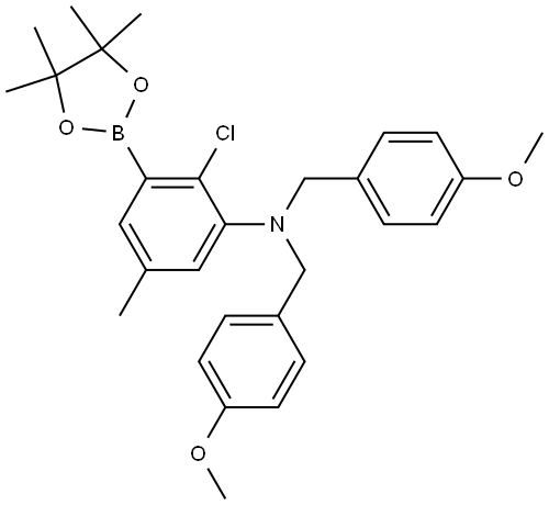 2-Chloro-N,N-bis(4-methoxybenzyl)-5-methyl-3-(4,4,5,5-tetramethyl-1,3,2-dioxaborolan-2-yl)aniline Struktur