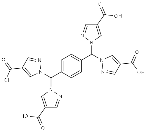 1,1',1'',1'''-(1,4-phenylenebis(methanetriyl))tetrakis(1H-pyrazole-4-carboxylic acid) Struktur