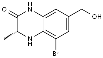 2(1H)-Quinoxalinone, 5-bromo-3,4-dihydro-7-(hydroxymethyl)-3-methyl-, (3R)- Struktur