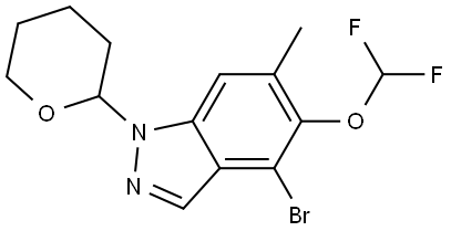 1H-Indazole, 4-bromo-5-(difluoromethoxy)-6-methyl-1-(tetrahydro-2H-pyran-2-yl)- Struktur