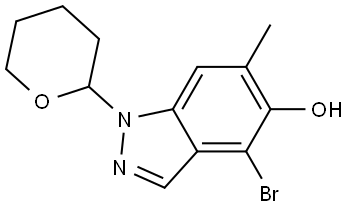 1H-Indazol-5-ol, 4-bromo-6-methyl-1-(tetrahydro-2H-pyran-2-yl)- Struktur
