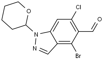 1H-Indazole-5-carboxaldehyde, 4-bromo-6-chloro-1-(tetrahydro-2H-pyran-2-yl)- Struktur