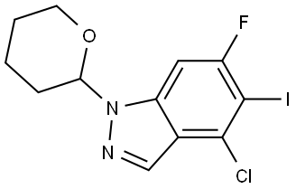 4-Chloro-6-fluoro-5-iodo-1-(tetrahydro-2H-pyran-2-yl)-1H-indazole Struktur