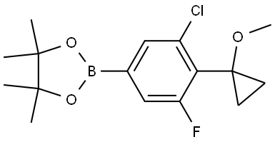 2-(3-Chloro-5-fluoro-4-(1-methoxycyclopropyl)phenyl)-4,4,5,5-tetramethyl-1,3,2-dioxaborolane Struktur