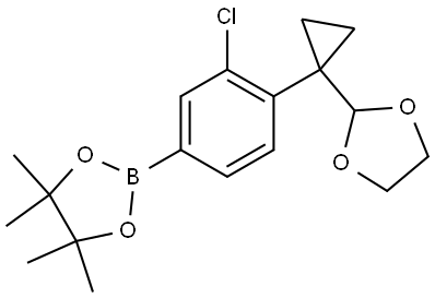 2-(4-(1-(1,3-Dioxolan-2-yl)cyclopropyl)-3-chlorophenyl)-4,4,5,5-tetramethyl-1,3,2-dioxaborolane Struktur