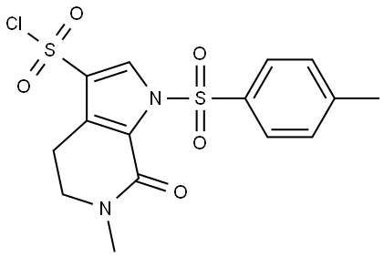 6-Methyl-7-oxo-1-tosyl-4,5,6,7-tetrahydro-1H-pyrrolo[2,3-c]pyridine-3-sulfonyl chloride Struktur