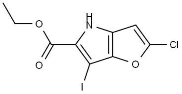 Ethyl 2-chloro-6-iodo-4H-furo[3,2-b]pyrrole-5-carboxylate Struktur