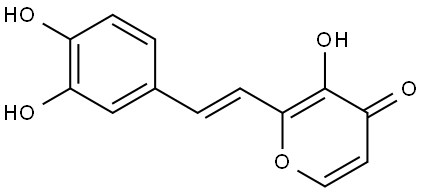 4H-Pyran-4-one, 2-[(1E)-2-(3,4-dihydroxyphenyl)ethenyl]-3-hydroxy- Struktur