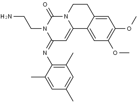 (E)-3-(2-aminoethyl)-2-(mesitylimino)-9,10-dimethoxy-2,3,6,7-tetrahydro-4H-pyrimido[6,1-a]isoquinolin-4-one Structure