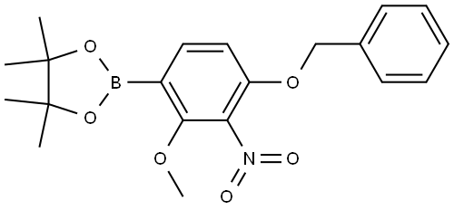 2-(4-(Benzyloxy)-2-methoxy-3-nitrophenyl)-4,4,5,5-tetramethyl-1,3,2-dioxaborolane Struktur