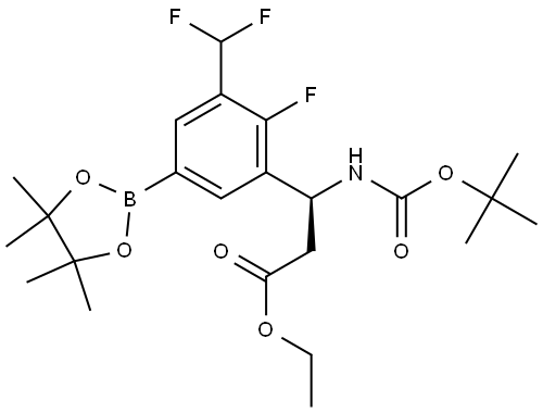 Benzenepropanoic acid, 3-(difluoromethyl)-β-[[(1,1-dimethylethoxy)carbonyl]amino]-2-fluoro-5-(4,4,5,5-tetramethyl-1,3,2-dioxaborolan-2-yl)-, ethyl ester, (βS)- Struktur