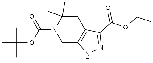6-(tert-butyl) 3-ethyl 5,5-dimethyl-1,4,5,7-tetrahydro-6H-pyrazolo[3,4-c]pyridine-3,6-dicarboxylate Struktur
