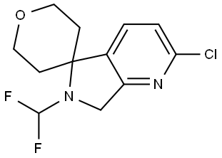 2'-Chloro-6'-(difluoromethyl)-2,3,5,6,6',7'-hexahydrospiro[pyran-4,5'-pyrrolo[3,4-b]pyridine] Struktur