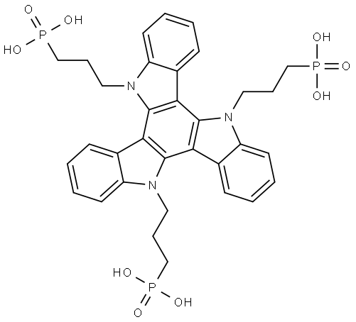 ((5H-diindolo[3,2-a:3',2'-c]carbazole-5,10,15-triyl)tris(propane-3,1-diyl))tris(phosphonic acid) Struktur