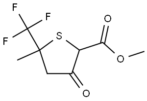 Methyl 5-methyl-3-oxo-5-(trifluoromethyl)tetrahydrothiophene-2-carboxylate Struktur