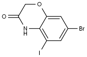 7-Bromo-5-iodo-2H-benzo[b][1,4]oxazin-3(4H)-one Struktur