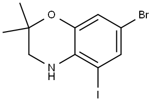 7-Bromo-5-iodo-2,2-dimethyl-3,4-dihydro-2H-benzo[b][1,4]oxazine Struktur
