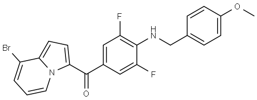 (8-bromoindolizin-3-yl)(3,5-difluoro-4-((4-methoxybenzyl)amino)phenyl)methanone Struktur