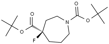 Di-tert-butyl (R)-4-fluoroazepane-1,4-dicarboxylate Struktur