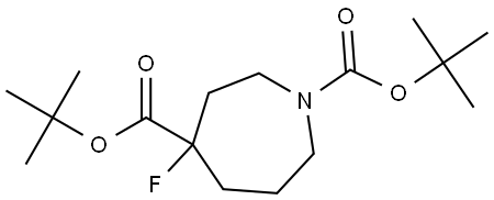 Di-tert-butyl 4-fluoroazepane-1,4-dicarboxylate Struktur