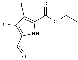 Ethyl 4-bromo-5-formyl-3-iodo-1H-pyrrole-2-carboxylate Struktur