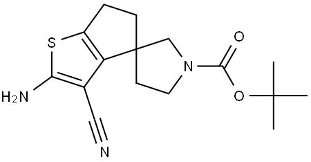 tert-Butyl 2-amino-3-cyano-5,6-dihydrospiro[cyclopenta[b]thiophene-4,3'-pyrrolidine]-1'-carboxylate Struktur