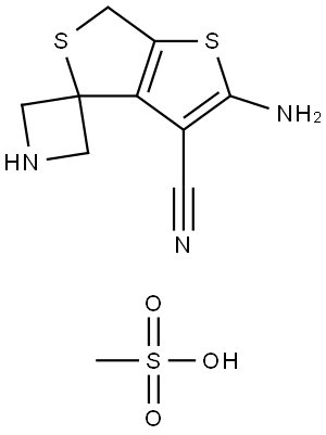 2'-Amino-6'H-spiro[azetidine-3,4'-thieno[3,4-b]thiophene]-3'-carbonitrile methanesulfonate|2'-氨基-6'H-螺[氮雜齊丁-3,4'-噻吩[3,4-B]噻吩]-3'-碳腈甲磺酸鹽