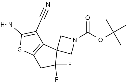 tert-Butyl 2'-amino-3'-cyano-5',5'-difluoro-5',6'-dihydrospiro[azetidine-3,4'-cyclopenta[b]thiophene]-1-carboxylate|叔丁基 2'-氨基-3'-氰基-5',5'-二氟-5',6'-二氫螺[氮雜齊丁-3,4'-環(huán)戊[B]噻吩]-1-羧酸鹽