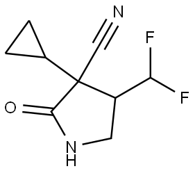 3-Cyclopropyl-4-(difluoromethyl)-2-oxopyrrolidine-3-carbonitrile Struktur