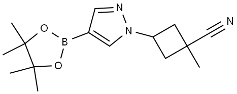 1-Methyl-3-(4-(4,4,5,5-tetramethyl-1,3,2-dioxaborolan-2-yl)-1H-pyrazol-1-yl)cyclobutane-1-carbonitrile Struktur