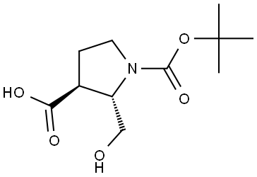 (2S,3S)-1-(tert-Butoxycarbonyl)-2-(hydroxymethyl)pyrrolidine-3-carboxylic acid Struktur