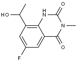 6-Fluoro-8-(1-hydroxyethyl)-3-methylquinazoline-2,4(1H,3H)-dione Struktur