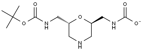 (((2R,6R)-6-(((tert-Butoxycarbonyl)amino)methyl)morpholin-2-yl)methyl)carbamate Struktur