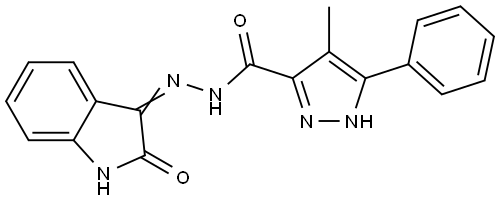 4-ME-5-PH-2H-PYRAZOLE-3-CARBOXYLIC ACID (2-OXO-1,2-2H-INDOL-3-YLIDENE)-HYDRAZIDE Struktur