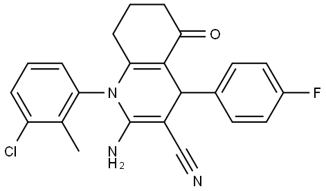 2-AMINO-1-(3-CHLORO-2-METHYLPHENYL)-4-(4-FLUOROPHENYL)-5-OXO-1,4,5,6,7,8-HEXAHYDRO-3-QUINOLINECARBONITRILE Structure