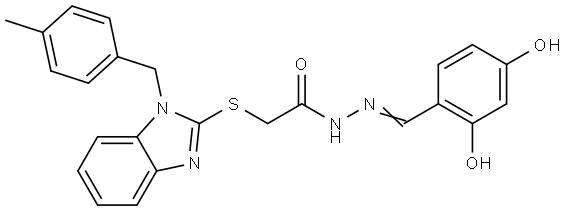 N'-[(E)-(2,4-DIHYDROXYPHENYL)METHYLIDENE]-2-{[1-(4-METHYLBENZYL)-1H-BENZIMIDAZOL-2-YL]SULFANYL}ACETOHYDRAZIDE Struktur