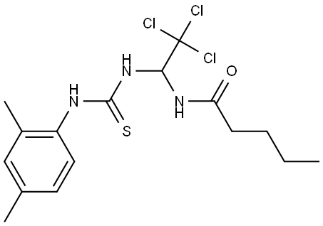 N-(2,2,2-TRICHLORO-1-(((2,4-DIMETHYLANILINO)CARBOTHIOYL)AMINO)ETHYL)PENTANAMIDE Struktur