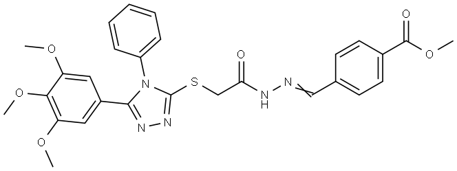 METHYL 4-{(E)-[({[4-PHENYL-5-(3,4,5-TRIMETHOXYPHENYL)-4H-1,2,4-TRIAZOL-3-YL]SULFANYL}ACETYL)HYDRAZONO]METHYL}BENZOATE Struktur